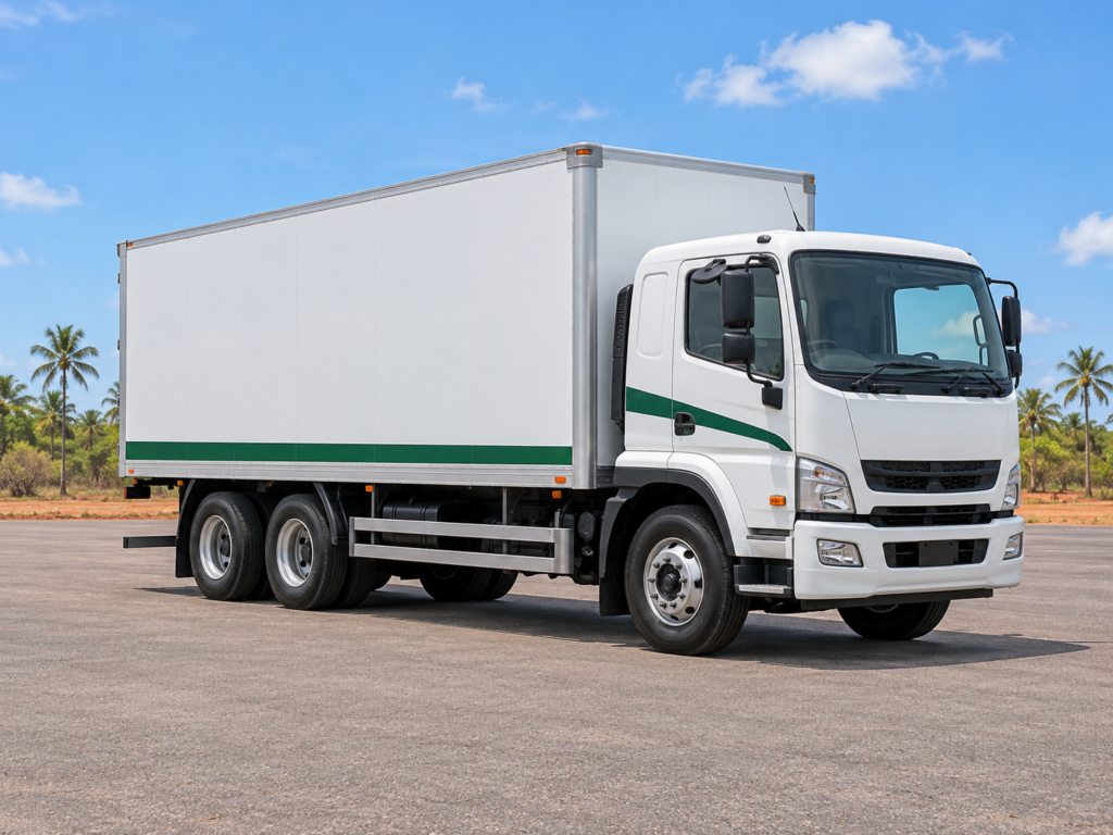 Three-axle heavy rigid truck illustration for driver training